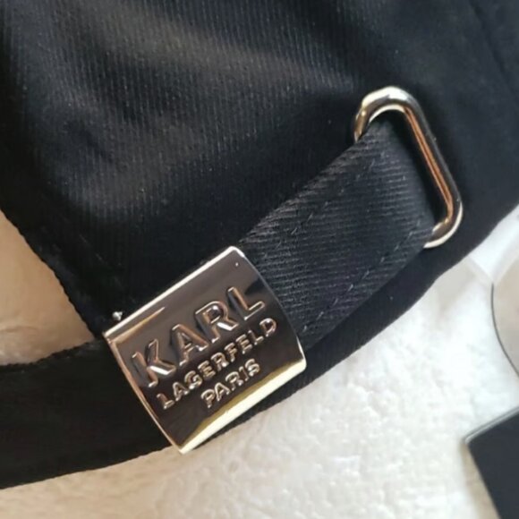 KARL LAGERFELD Women's Cap Paris Adjustable Fitted BLACK BRAND-NEW w/tag - Picture 11 of 13